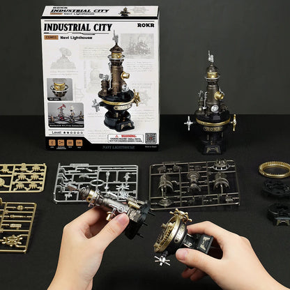 ROKR Navi Lighthouse CGM01 parts and hands-on assembly process with box and components