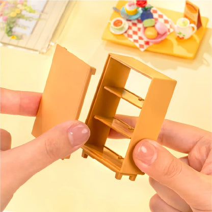Rolife Floral Dining Room DWS06B easy snap assembly detail for miniature cabinet parts