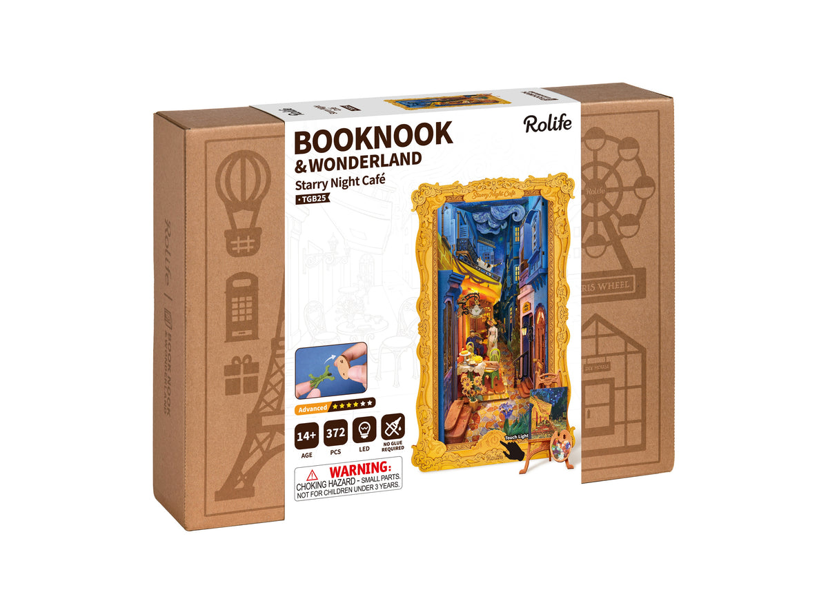 Rolife Starry Night Café TGB25 - retail packaging viewed at an angle