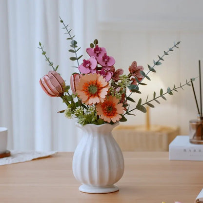 Rowood Sakura TW101 arranged with other wooden flowers in a white vase for home décor display.