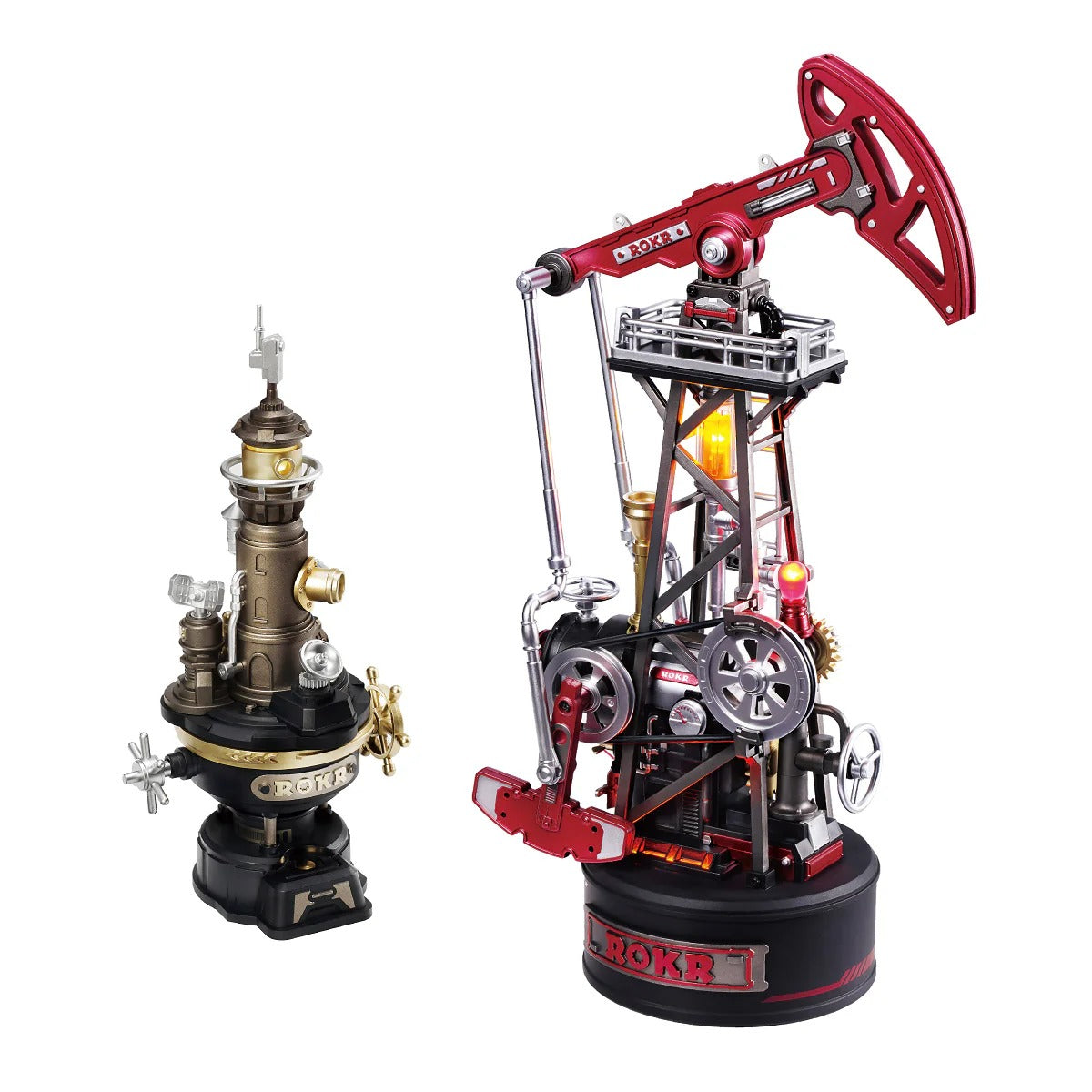 ROKR Oil Pump Jack CGL03 shown with Industrial City companion model connection display