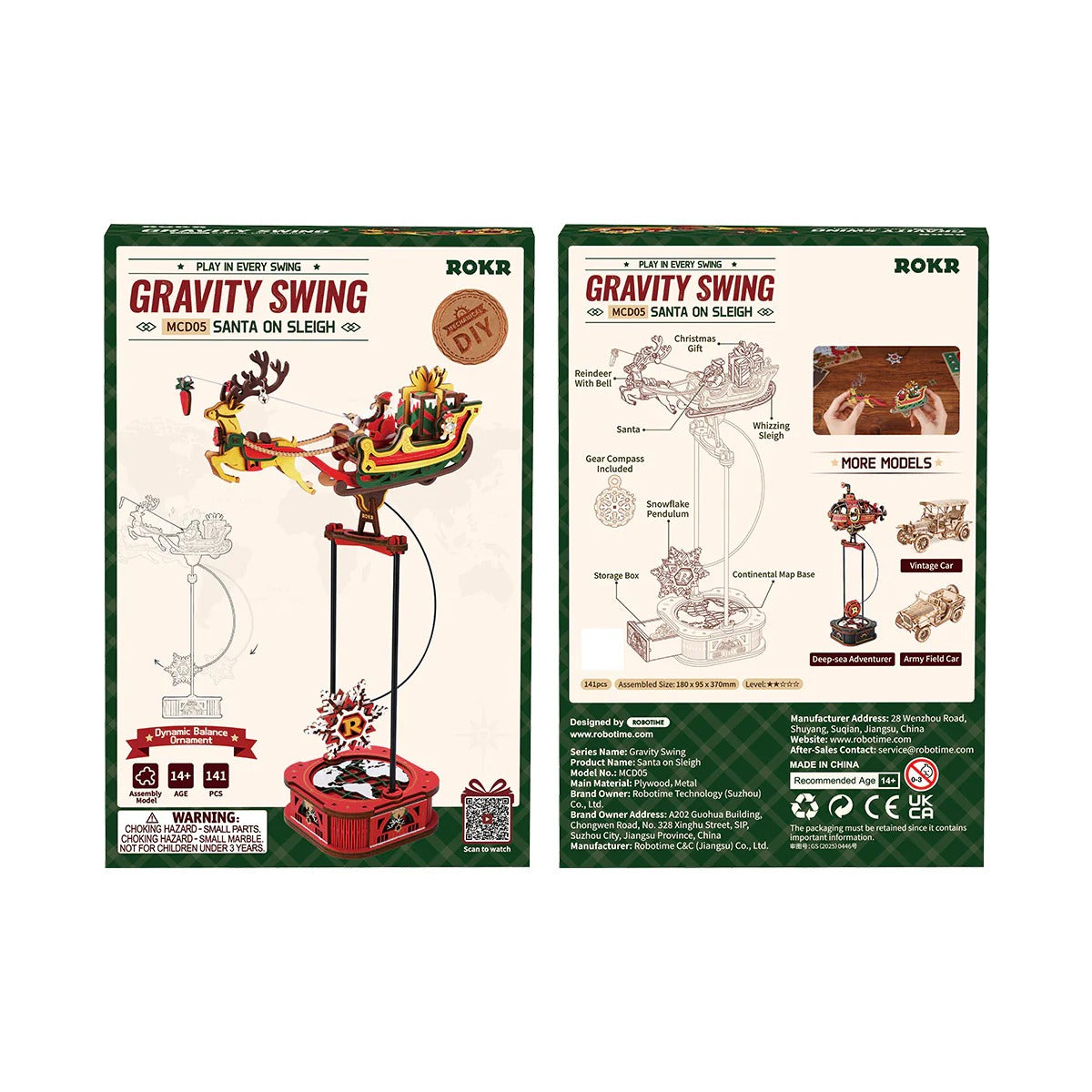 ROKR Santa on Sleigh MCD05 product packaging front and back box view