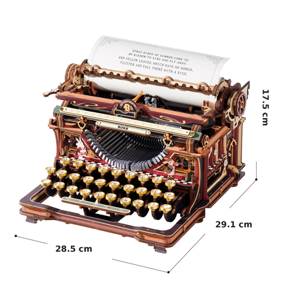 ROKR Mechanical Typewriter LK703C Magic Version size guide 29.1 x 28.5 x 17.5 cm