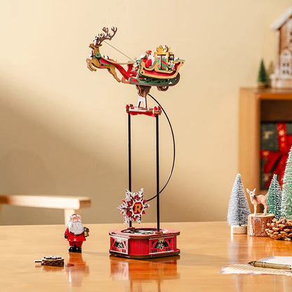 ROKR Santa on Sleigh MCD05 finished model displayed as festive Christmas table decor