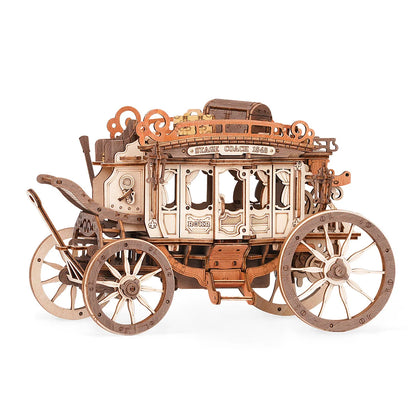 ROKR Stagecoach Mechanical Music Box 3D Wooden Puzzle (AMKA1) | Wind-Up “Greensleeves”