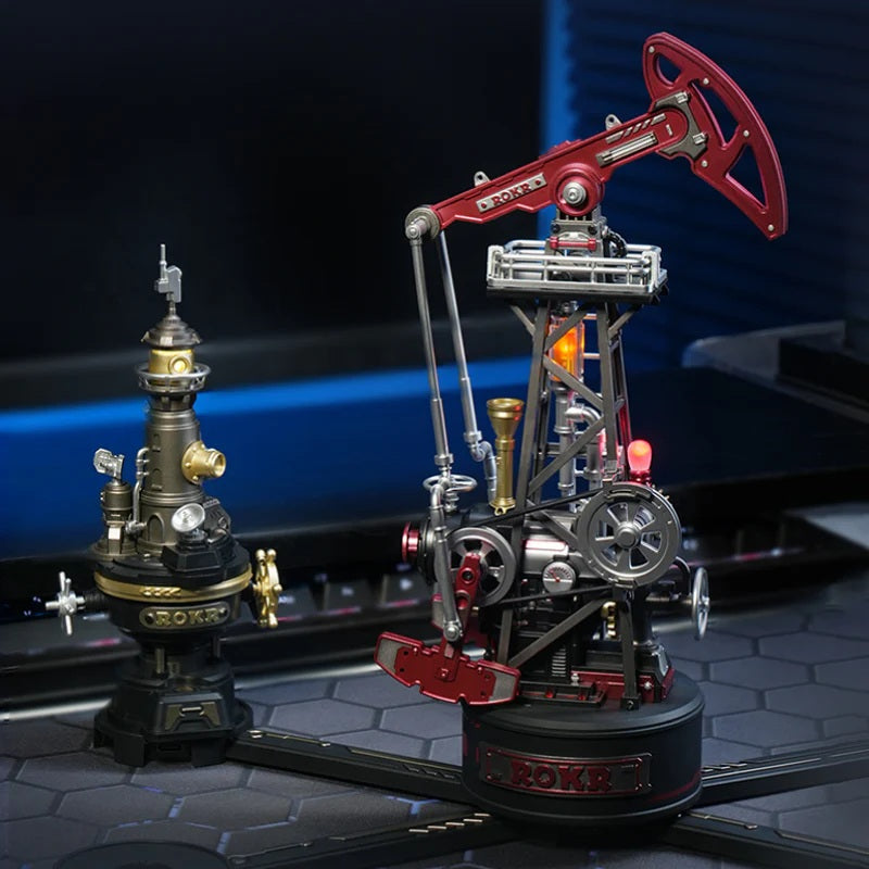 ROKR Navi Lighthouse CGM01 connected with Industrial City mechanical model track system