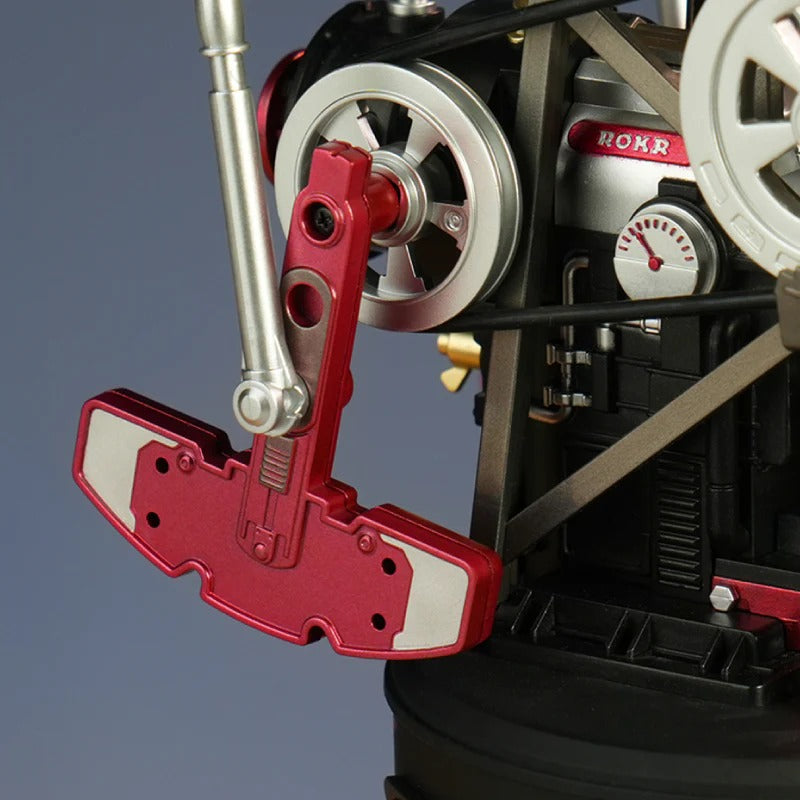 ROKR Oil Pump Jack CGL03 close-up of the red counterweight balance block and mechanical linkage