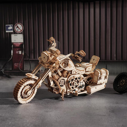 ROKR Cruiser motorcycle 3D Wooden Puzzle (LK504) | Wind-Up Motorcycle Model