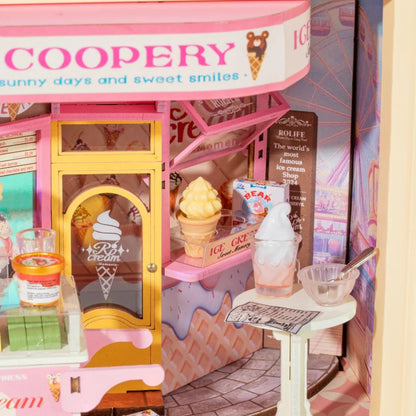Rolife Sweet Scoopery Ice Cream DP002 miniature dessert shop interior with ice cream door and table details