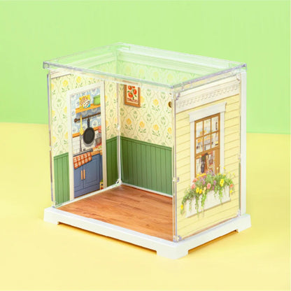 Rolife Floral Dining Room DWS06B room shell detail showing walls, floor and transparent dust cover structure