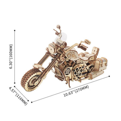 ROKR Cruiser motorcycle 3D Wooden Puzzle (LK504) | Wind-Up Motorcycle Model