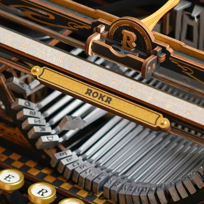 ROKR Mechanical Typewriter LK703B paper scale and typebar close up detail