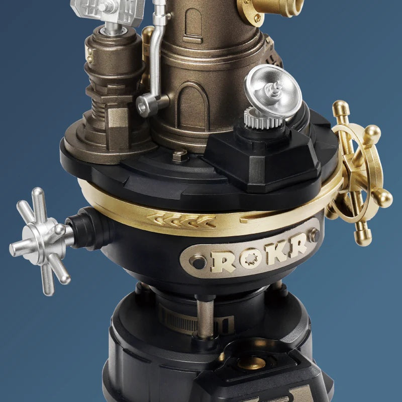 ROKR Navi Lighthouse CGM01 steering wheel base close-up and ROKR logo detail