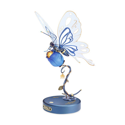 ROKR Blue Butterfly Mechanical 3D Puzzle (MI05B) | Light-Up Flapping Wing Display