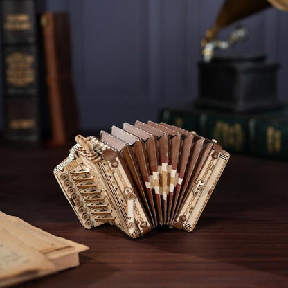 Rolife Accordion 3D Wooden Puzzle (TG410) | Mini Musical Instrument Display
