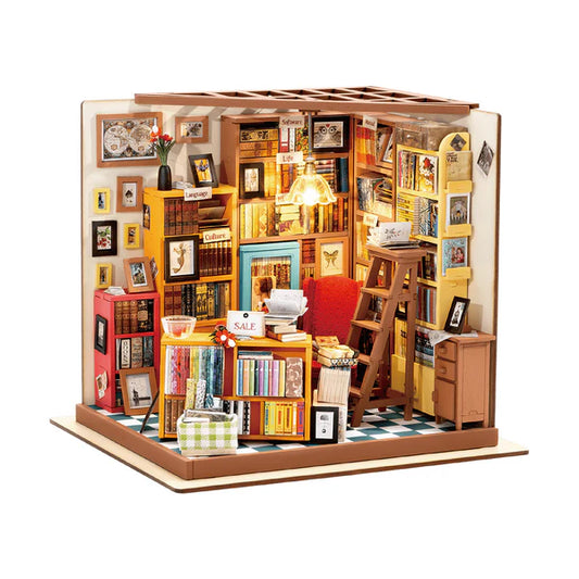 Rolife Sam’s Study Library DIY Miniature House Kit (DG102) | 1:18 Scale