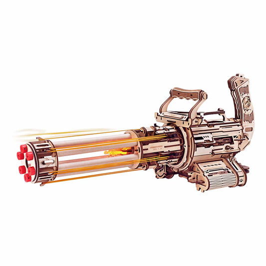 ROKR Rotating-Barrel Machine Toy Gun 3D Wooden Puzzle - LQA01 | Mechanical Wooden Model Kit for Teens & Adults