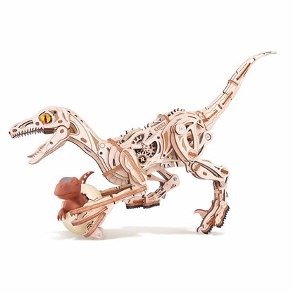 ROKR Velociraptor Mechanical 3D Wooden Puzzle (LD01) | Walking Dinosaur Model