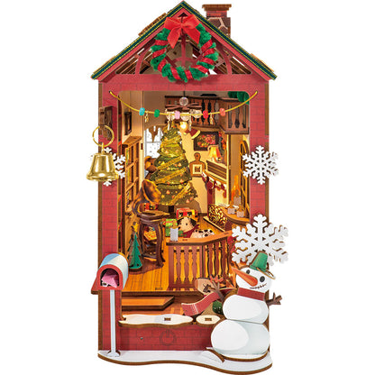 Rolife Christmas Indoor Scene DIY Book Nook Kit (TGC07) | LED Holiday Bookshelf Insert