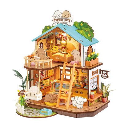 Rolife Puppy’s Cozy Villa DIY Miniature House Kit (DG169) | 1:18 Scale