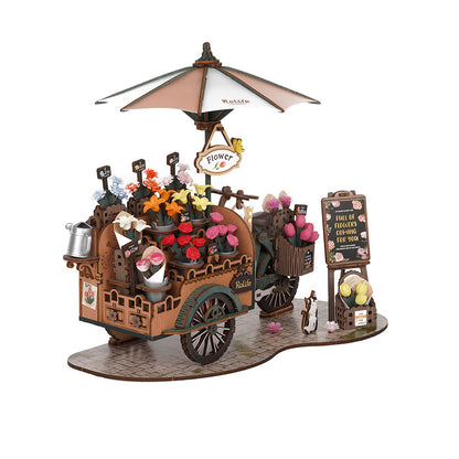 Rolife Blossom Cart 3D Wooden Puzzle (TGS03) | Vintage Flower Bicycle Display