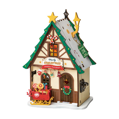 Rolife Twinkling Christmas House DIY Miniature House Kit (DS036) | LED Lights