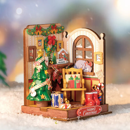 Rolife Christmas Fireplace DIY Miniature House Kit (DS041) | LED Light