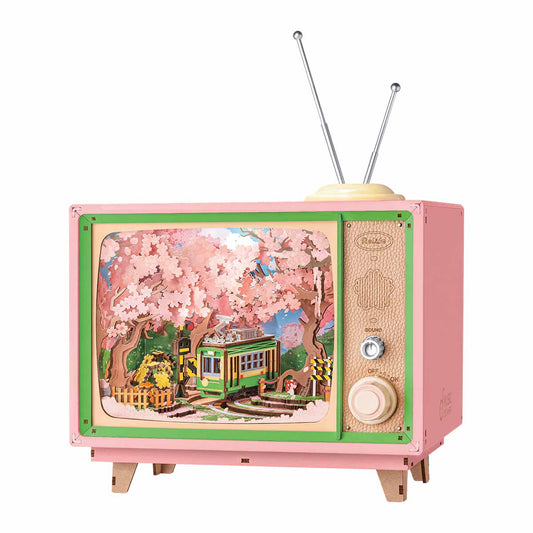 Rolife Sakura Dreamy Tour DIY Music Box 3D Wooden Puzzle - AMT02 | Wind-Up Musical Craft Kit with LED Lights