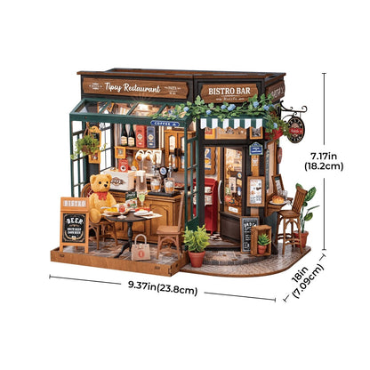 Rolife Tipsy Restaurant DIY Miniature House Kit (DG167) | 1:16 Scale
