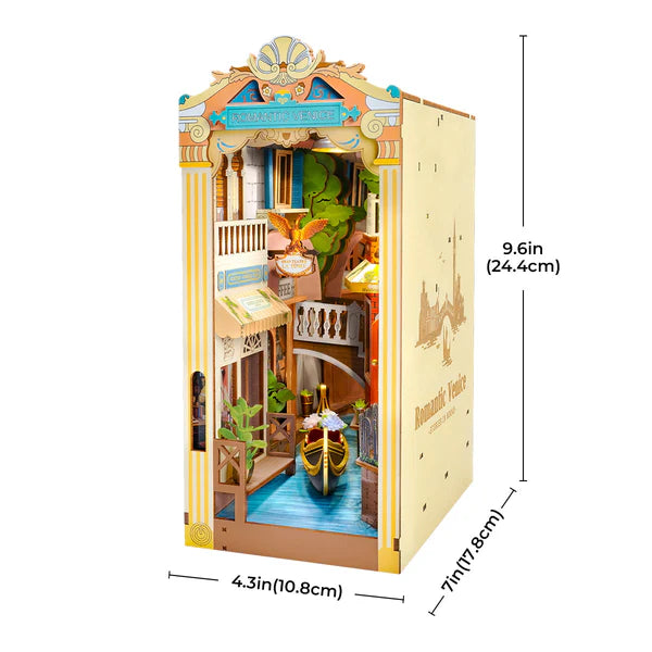 Rolife Romantic Venice DIY Book Nook Shelf Insert Kit (TGB08) | Dust Cover + Touch Light