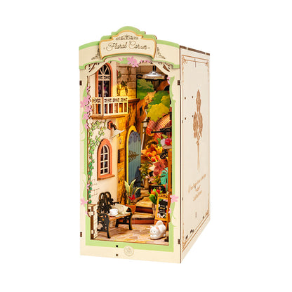 Rolife Floral Corner DIY Book Nook Shelf Insert Kit (TGB09) | Dust Cover + Warm Light