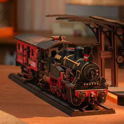 Rolife Steam Journey Vehicle 3D Wooden Puzzle (TGS01) | Vintage Steam Train Display Model