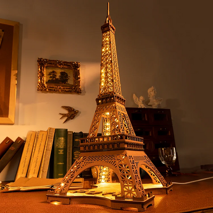 Rolife Night of the Eiffel Tower 3D Wooden Puzzle (TGL01) | LED Eiffel Tower Display Model