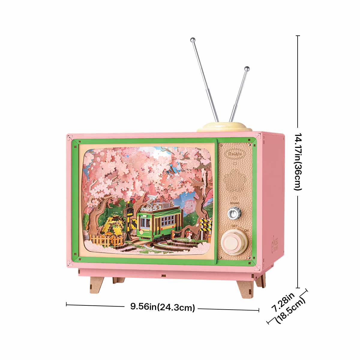 Rolife Sakura Dreamy Tour DIY Music Box 3D Wooden Puzzle - AMT02 | Wind-Up Musical Craft Kit with LED Lights