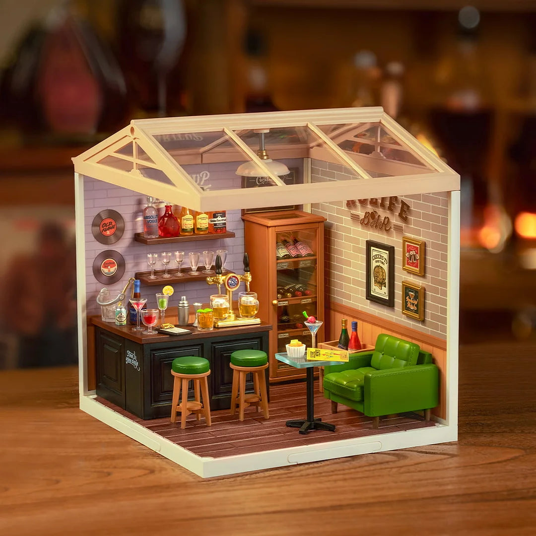 Robotime Rolife ROKR Leisurely Cheers Bar DIY Plastic Miniature House DW012