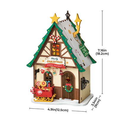 Rolife Twinkling Christmas House DIY Miniature House Kit (DS036) | LED Lights