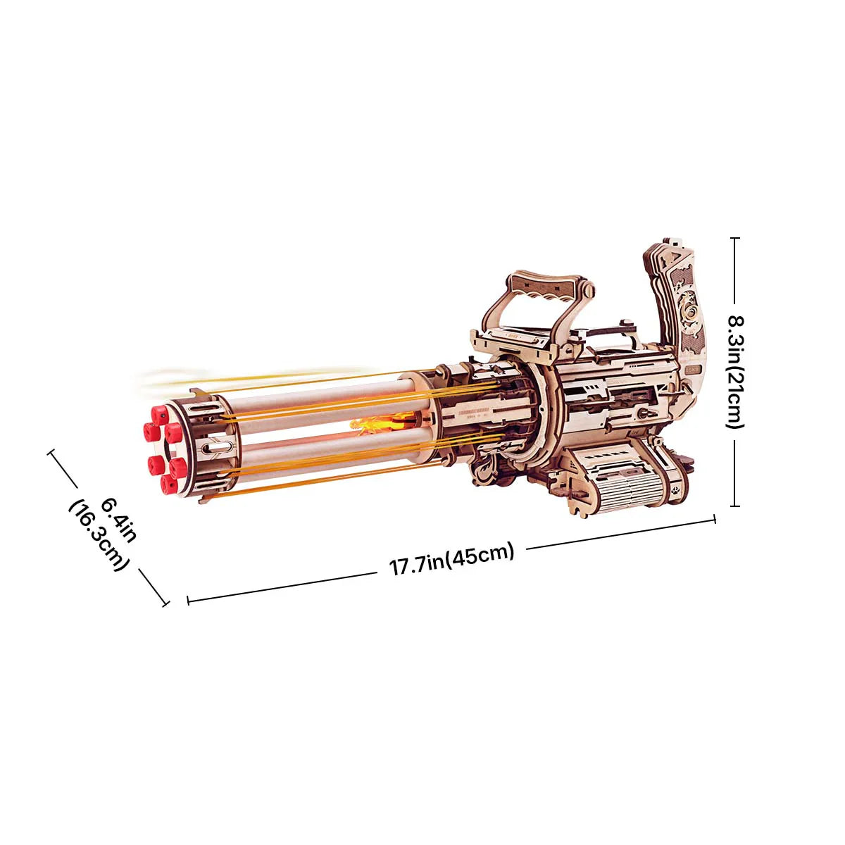 ROKR Rotating-Barrel Machine Toy Gun 3D Wooden Puzzle - LQA01 | Mechanical Wooden Model Kit for Teens & Adults
