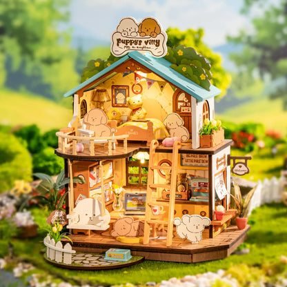 Rolife Puppy’s Cozy Villa DIY Miniature House Kit (DG169) | 1:18 Scale