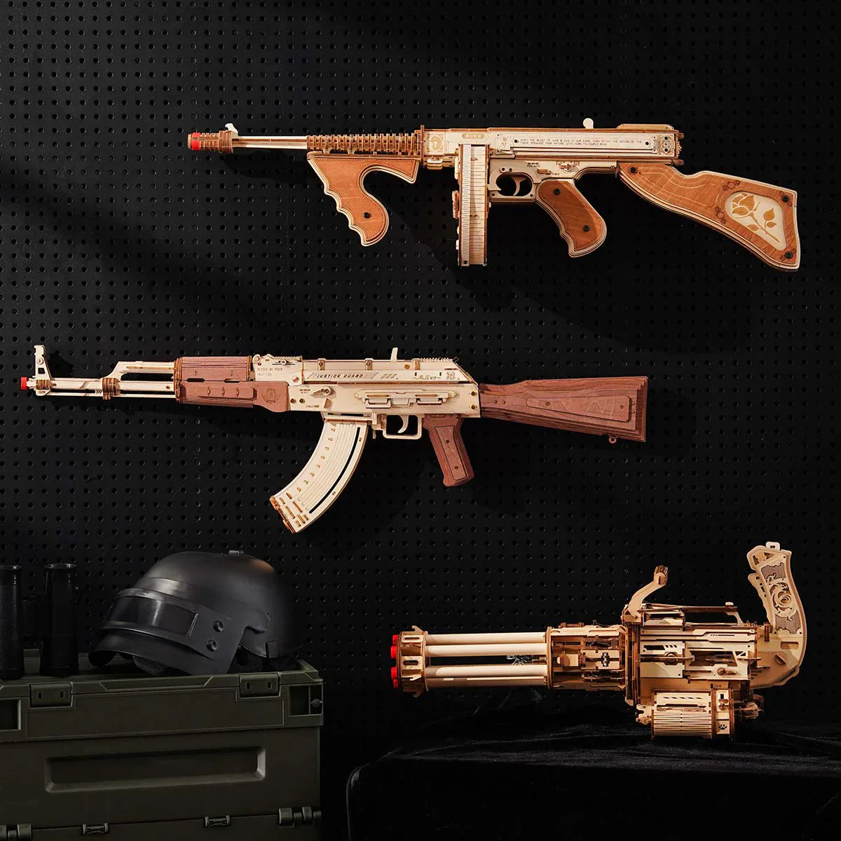 ROKR Rotating-Barrel Machine Toy Gun 3D Wooden Puzzle - LQA01 | Mechanical Wooden Model Kit for Teens & Adults