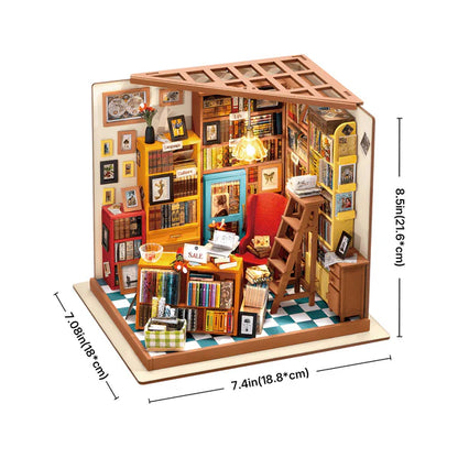Rolife Sam’s Study Library DIY Miniature House Kit (DG102) | 1:18 Scale