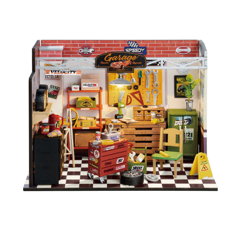 Robotime Rolife ROKR Garage Workshop DIY Miniature House Kit DG165