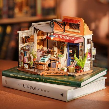 Rolife Corner Bookstore DIY Miniature House Kit (DG164) | 1:16 Scale