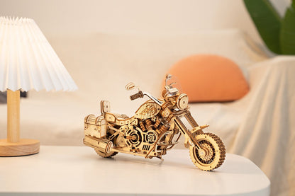 ROKR Cruiser motorcycle 3D Wooden Puzzle (LK504) | Wind-Up Motorcycle Model