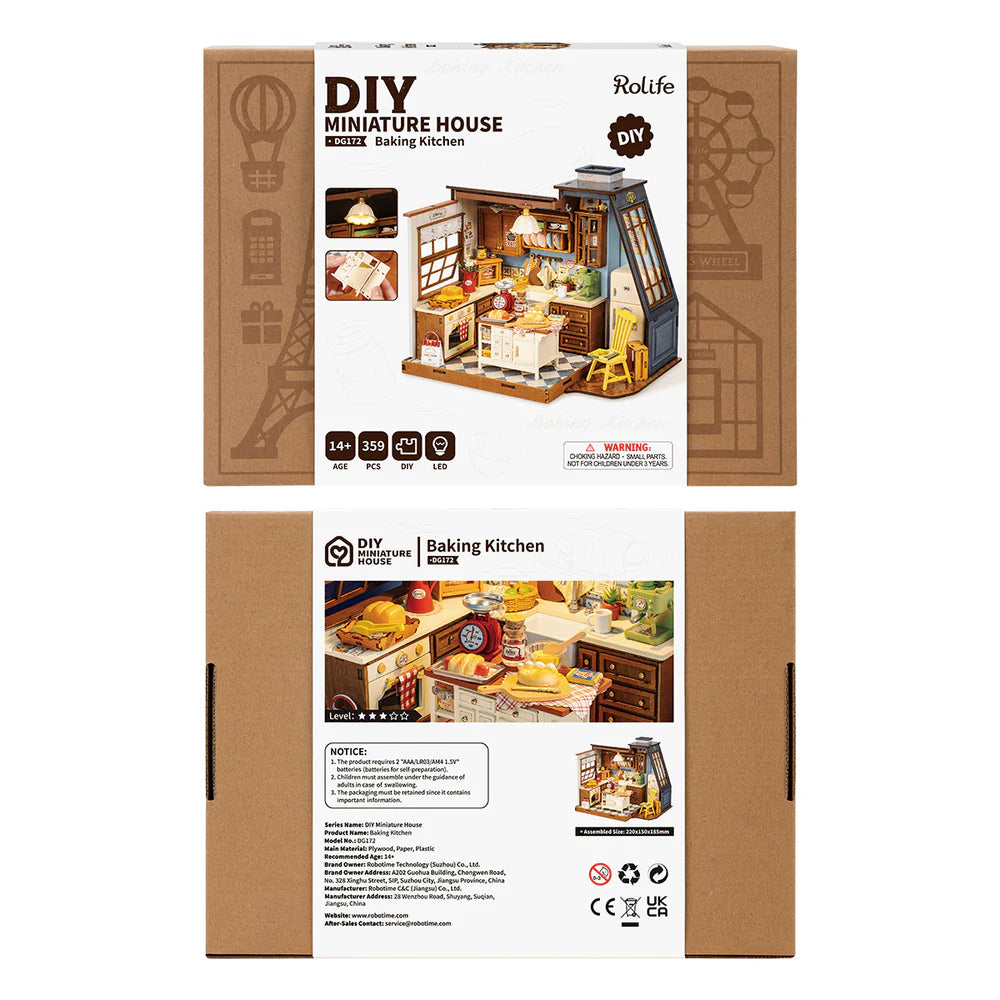Rolife Baking Kitchen DIY Miniature House Kit (DG172) | 1:18 Scale