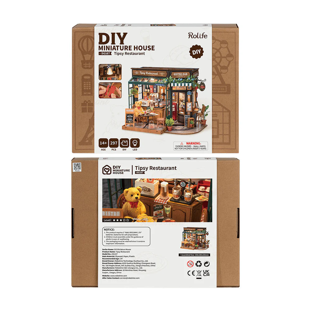 Rolife Tipsy Restaurant DIY Miniature House Kit (DG167) | 1:16 Scale