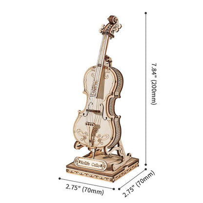 Rolife Cello 3D Wooden Puzzle (TG411) | Elegant Musical Instrument Display