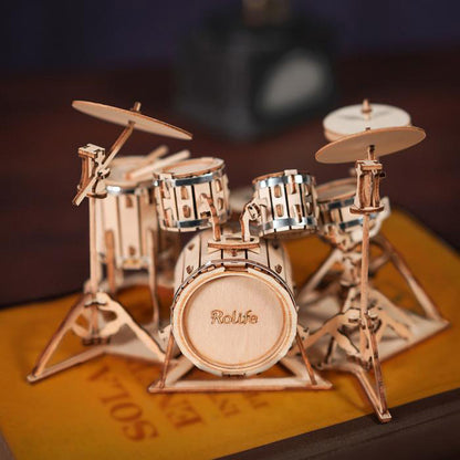 Rolife Drum Kit 3D Wooden Puzzle (TG409) | Mini Music Display Model