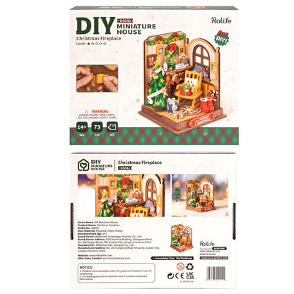 Rolife Christmas Fireplace DIY Miniature House Kit (DS041) | LED Light
