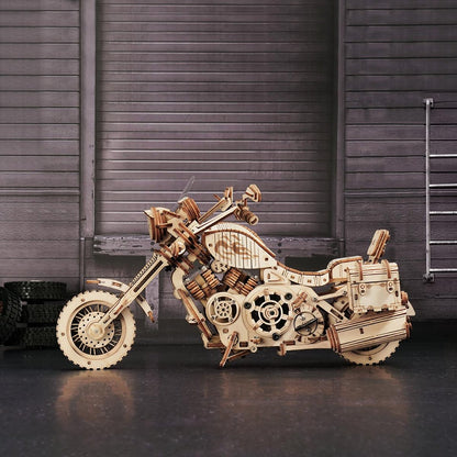 ROKR Cruiser motorcycle 3D Wooden Puzzle (LK504) | Wind-Up Motorcycle Model