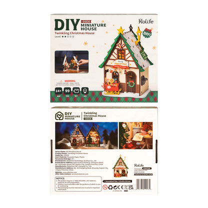 Rolife Twinkling Christmas House DIY Miniature House Kit (DS036) | LED Lights